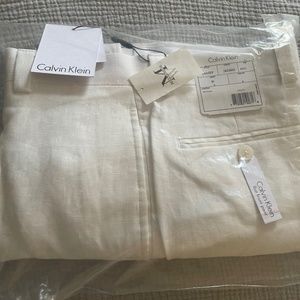 Men's Linen Pants, White, Size 30